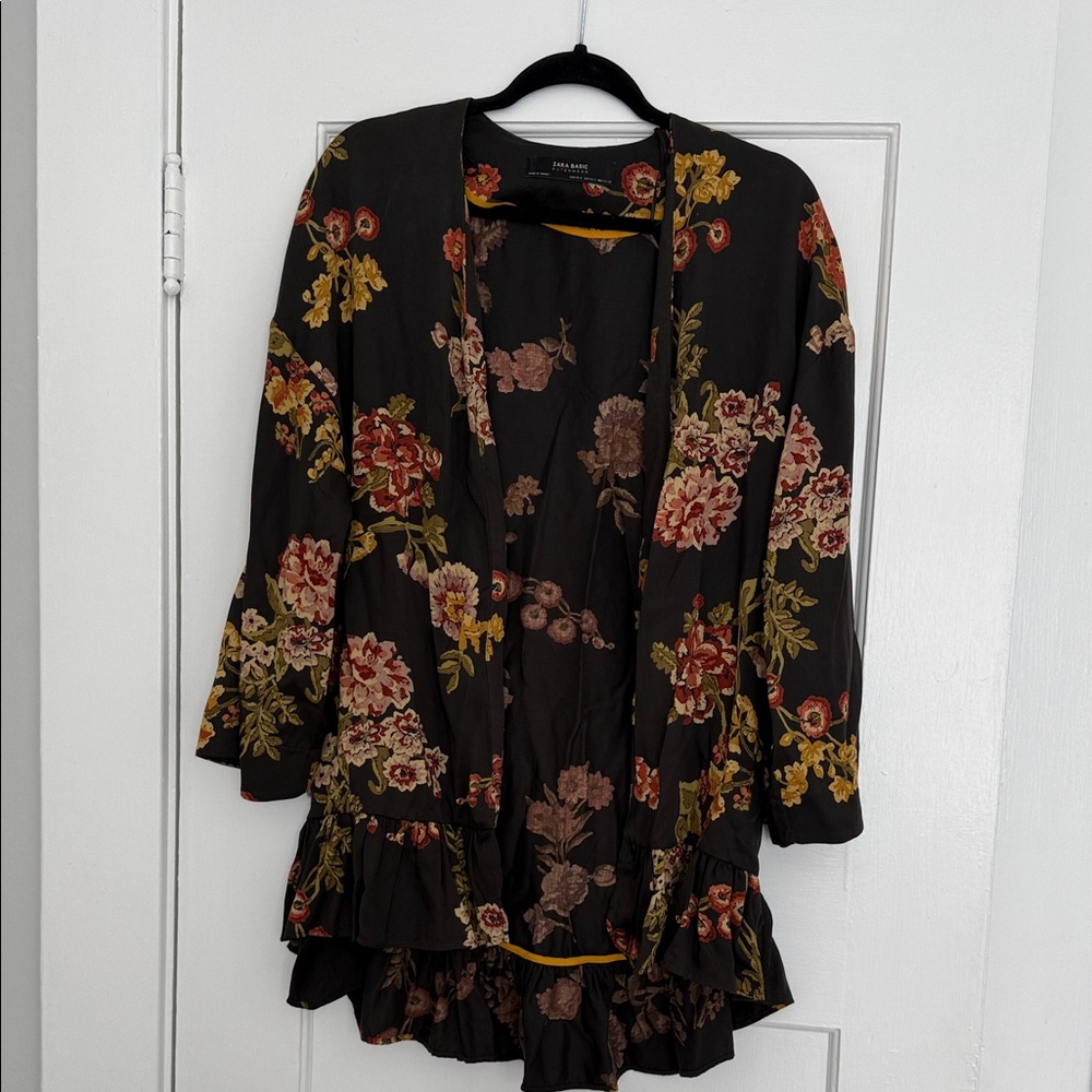 Floral Black Kimono Cardigan